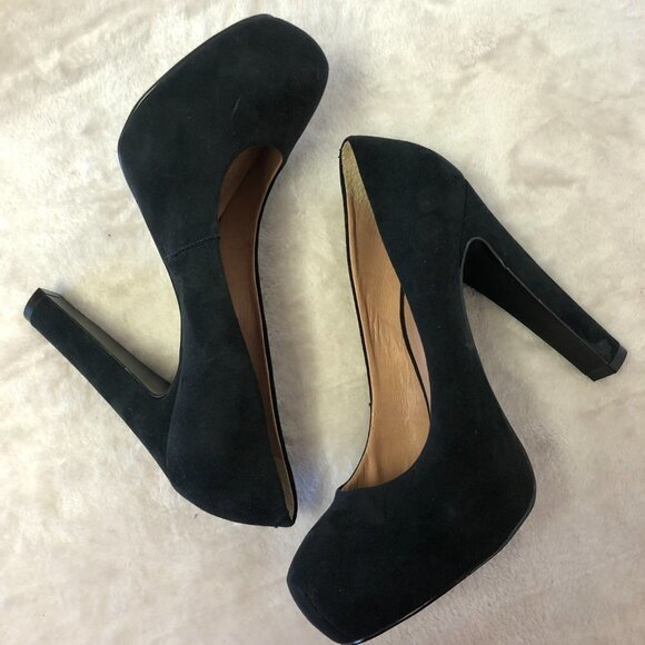 Pour La Victoire Black Suede Platform Pump Heels Size 9 - Picture 7 of 11